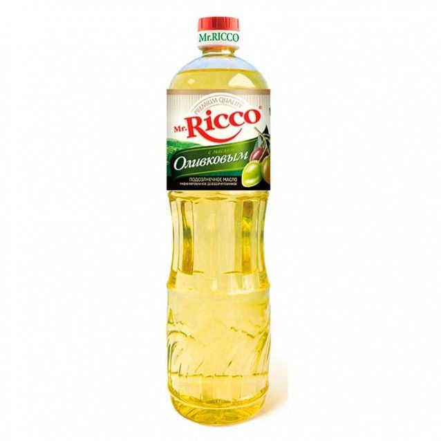 Масло MR. RICCO подсолнечное рафинированное с добавлением оливкового, 1000 мл * 4 шт.  #1