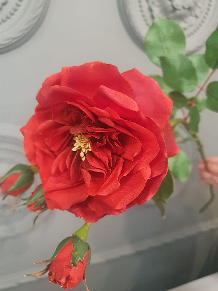 Искусственный декоративный цветок красная роза Гледис  #1