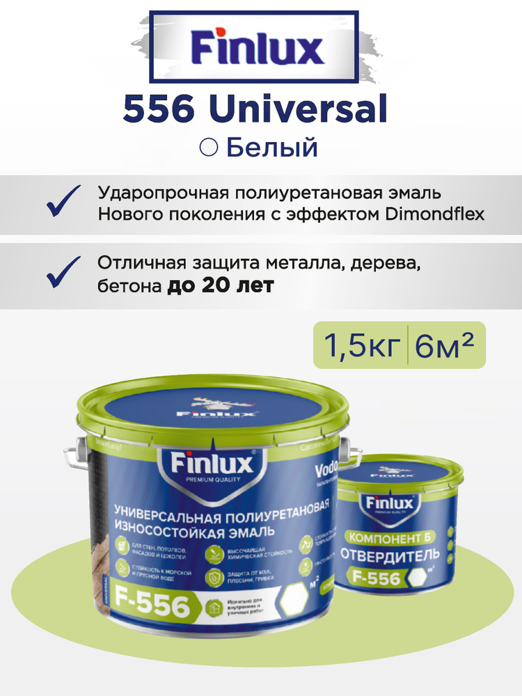 Finlux F-556 Universal - Полиуретановая ударопрочная эмаль нового поколения для защиты бетонных, металлических, #1