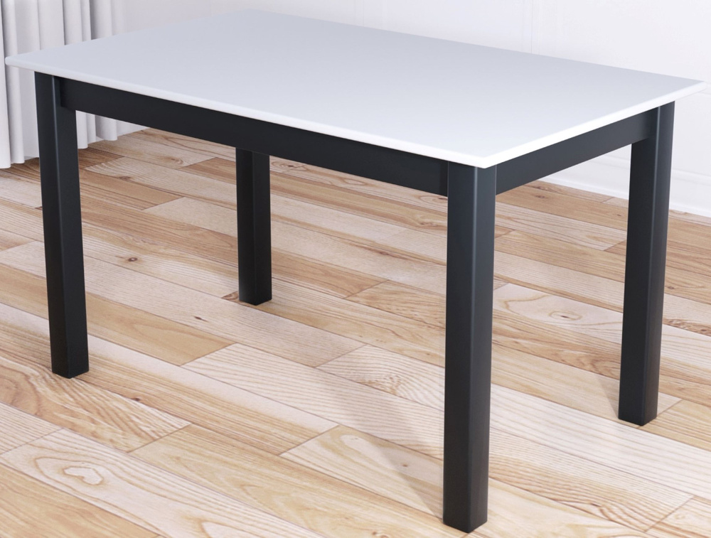 Стол кухонный Классика из массива сосны, белая столешница 20 мм и ножки цвета антрацит, 110х60х75 см #1