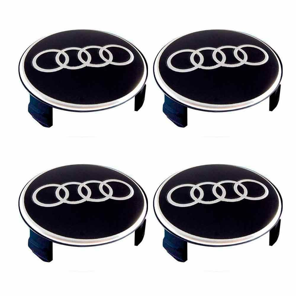 Колпачки на литые диски 75/70/16 мм - 4 шт / Заглушки ступицы Audi черный  #1
