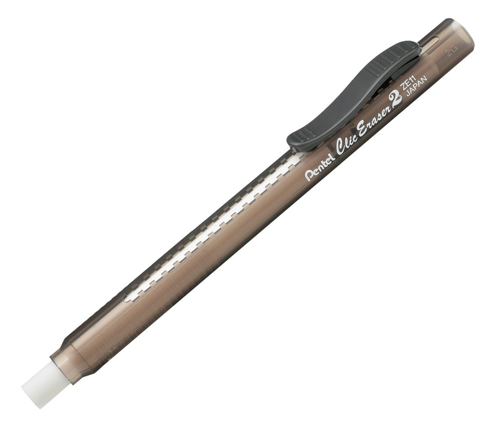 Выдвижной ластик-карандаш Pentel Clic Eraser 2 ZE11T-A черный полупрозрачный корпус  #1