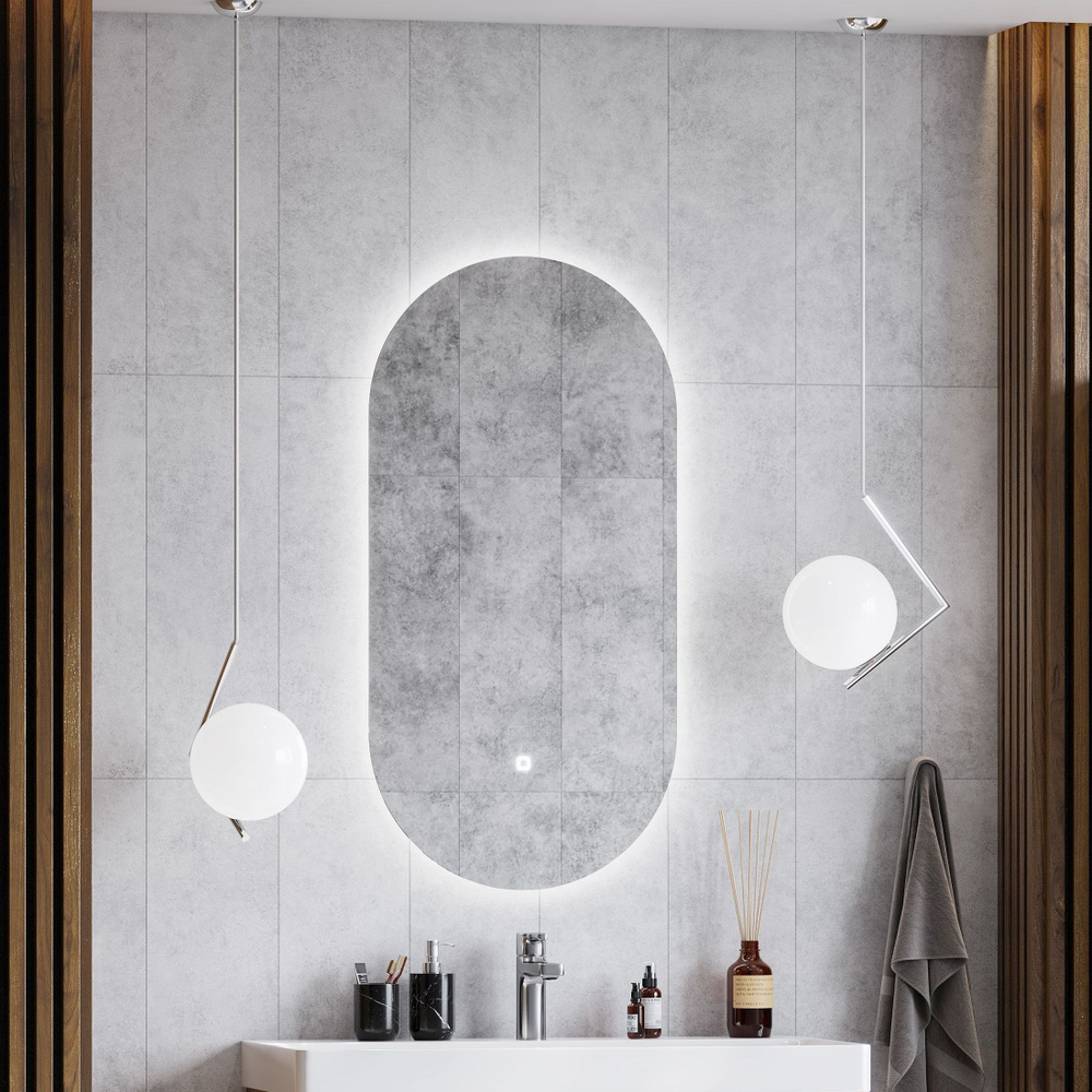 Зеркало в ванную с подсветкой настенное овальное AQUATON Альто 110х60 1A256502A1010  #1