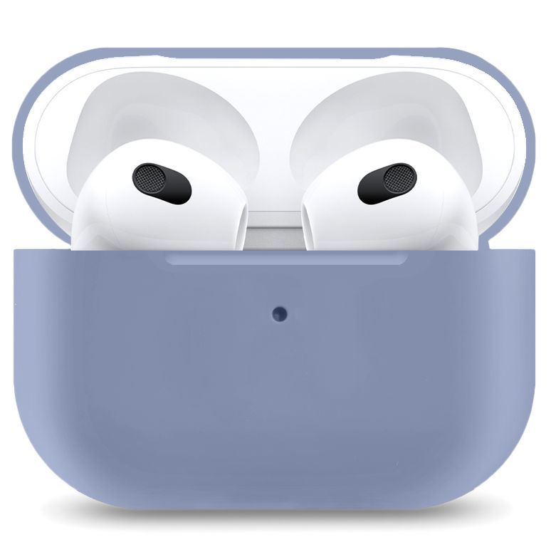 Ультратонкий силиконовый чехол для наушников Apple AirPods 3 / кейс для наушников Эпл Аирподс 3 / лавандовый #1