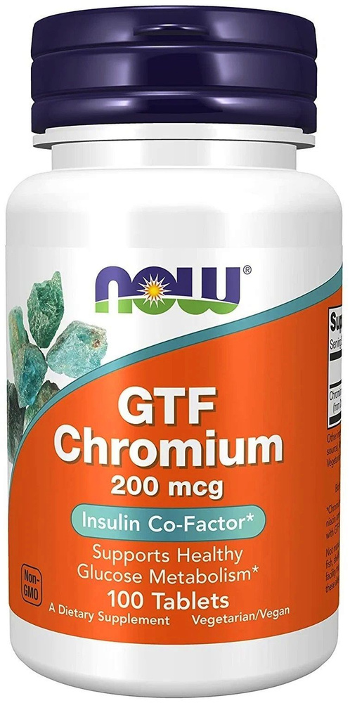 NOW GTF Chromium 200 mcg 100 tab. / Хром с фактором толерантности к глюкозе 200 мкг. 100 таблеток NOW #1