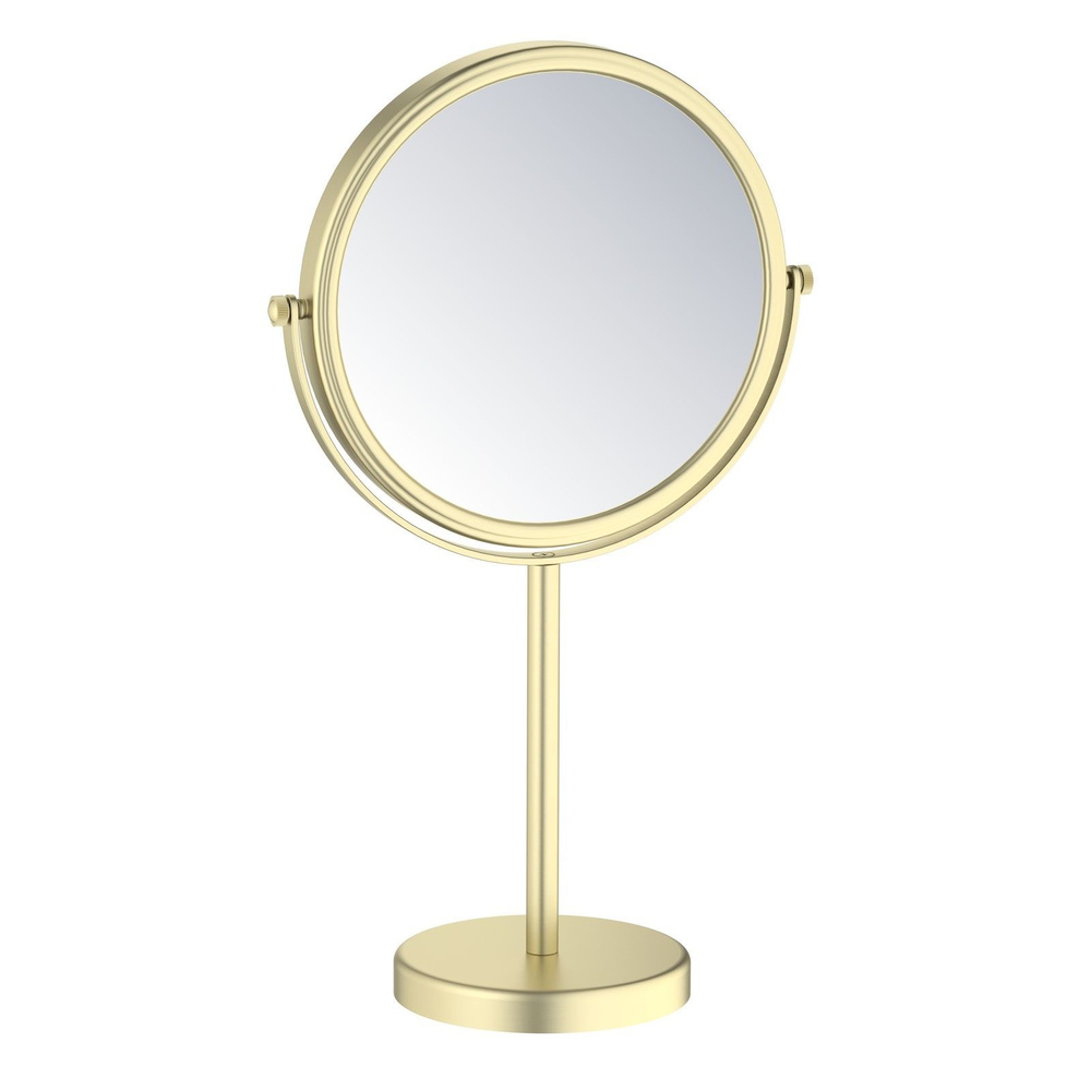 Зеркало косметическое двустороннее с 5-кратным увеличением настольное Timo Saona 13274/17 золото матовое #1