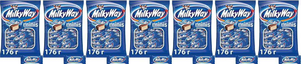 Конфеты шоколадные Milky Way Minis, комплект: 7 упаковок по 176 г  #1