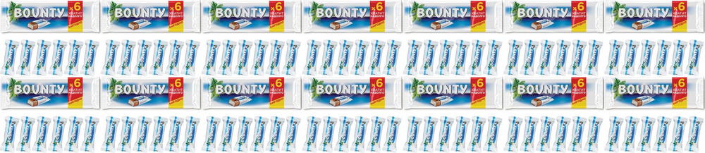 Шоколадный батончик Bounty 27,5 г х 6 шт, комплект: 14 упаковок по 165 г  #1