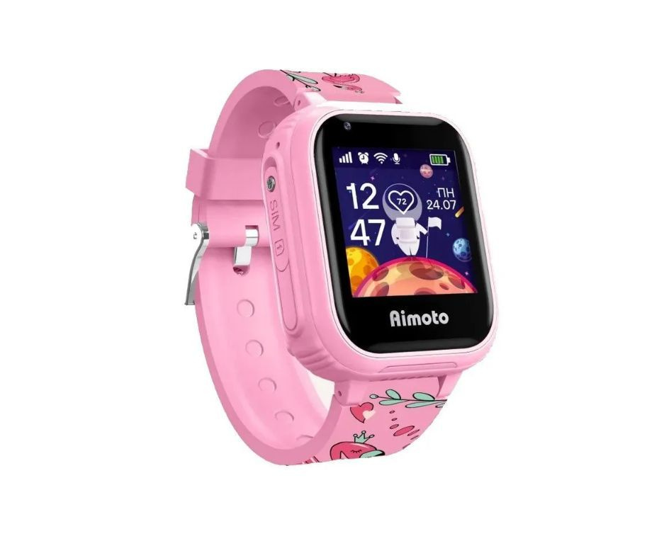 Умные часы для детей Aimoto Pro 4G фламинго с GPS геолокацией, камерой, антиспам, обратный звонок  #1