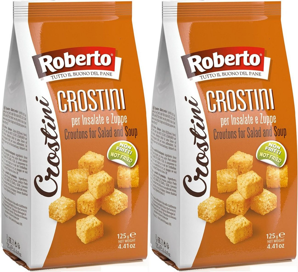 Сухарики Roberto Crostini для супов и салатов, комплект: 2 упаковки по 125 г  #1
