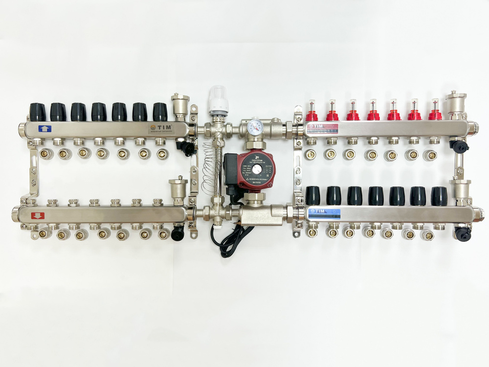Комплект для подключения тёплого водяного пола на 7 выходов и радиаторов отопления 7 шт  #1
