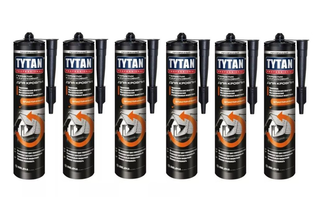 Герметик TYTAN Professional каучуковый для кровли, бесцветный, 310 ml 6 шт  #1