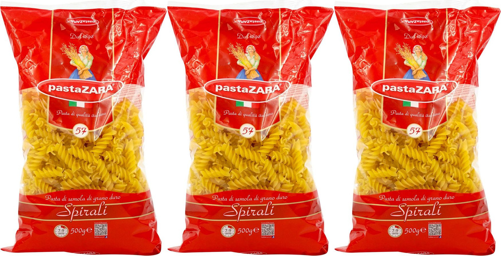 Макаронные изделия Pasta Zara Спирали, комплект: 3 упаковки по 500 г  #1