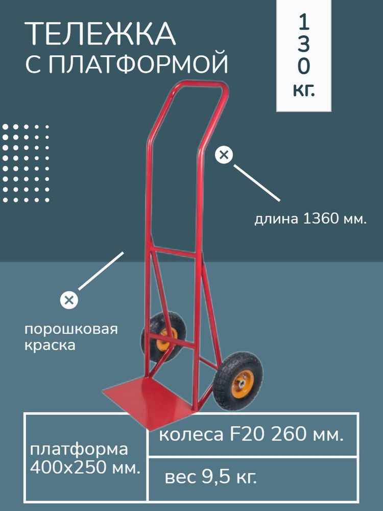 Тележка складская двухколесная грузоподъемная до 130 кг. 400х250мм  #1