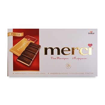 Шоколад темный Merci с начинкой из марципана, 112 г Германия 1шт  #1