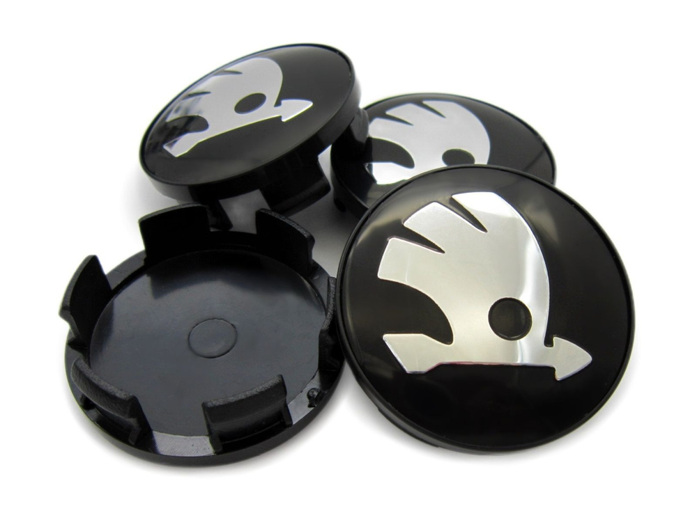 Колпачки, заглушки на литые диски СКАД Шкода черные, 56/51/12 мм, комплект 4 шт.  #1