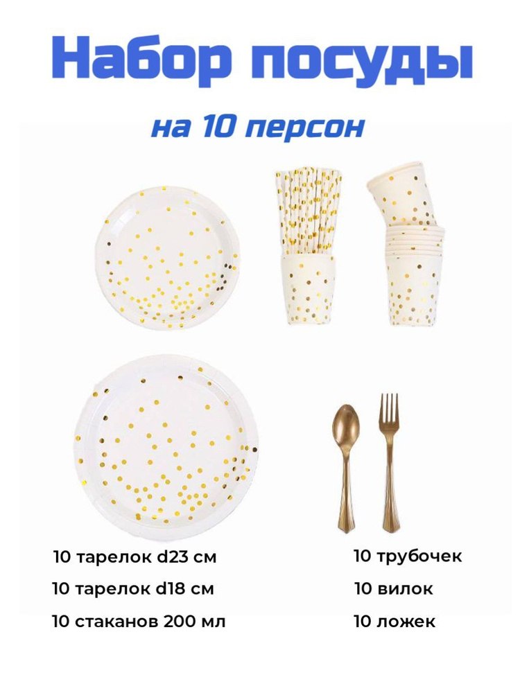 Набор одноразовой посуды на 10 персон, ANVISTART #1