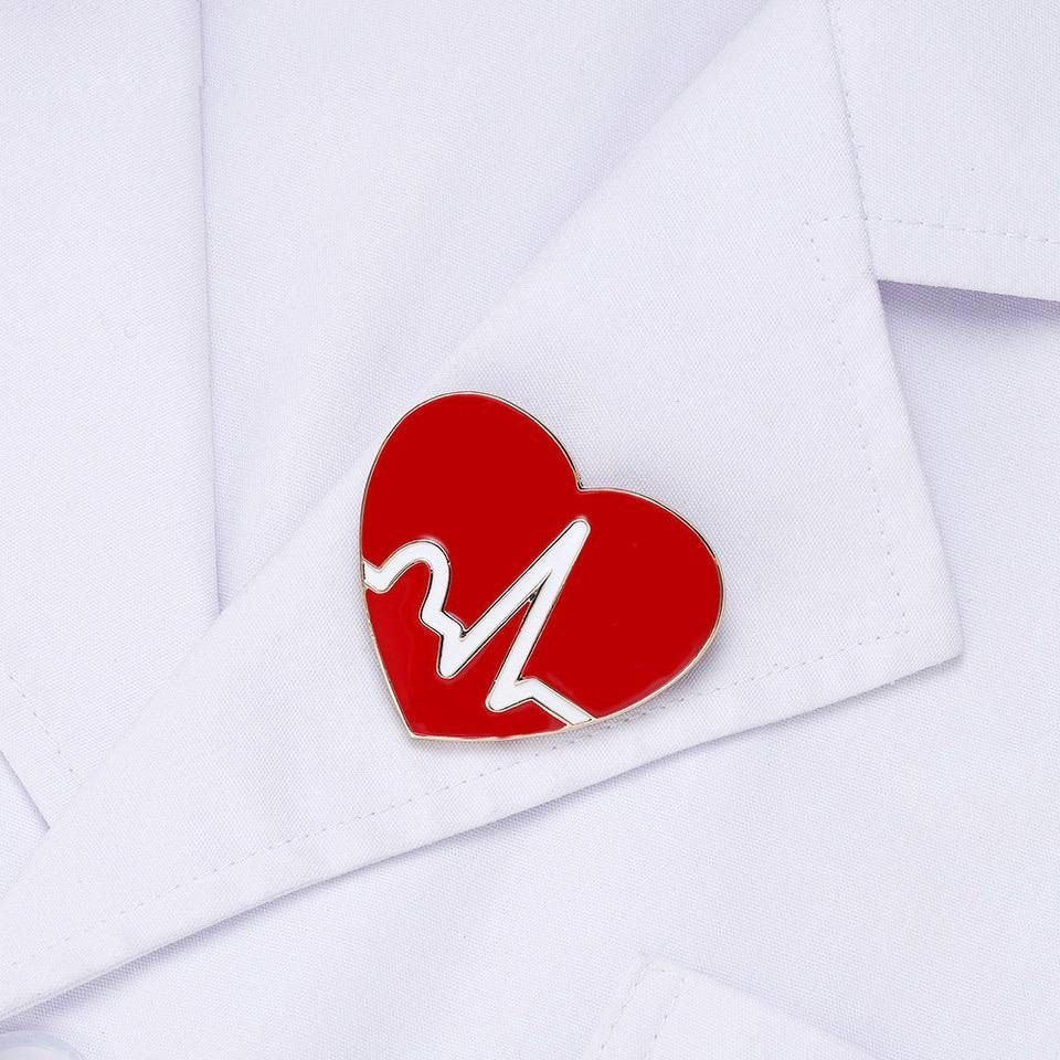 Брошь сердце. Брошка кардиограмма. Брошь медику. #1
