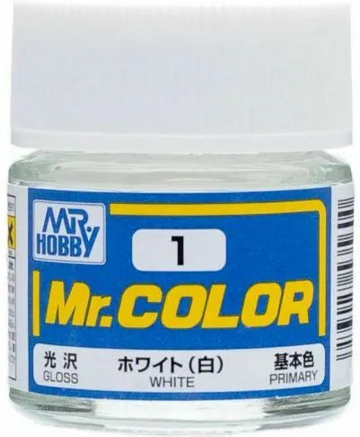 Краска акриловая на специальном разбавителе MR.HOBBY Mr.Color White, глянцевая, MH-C1  #1