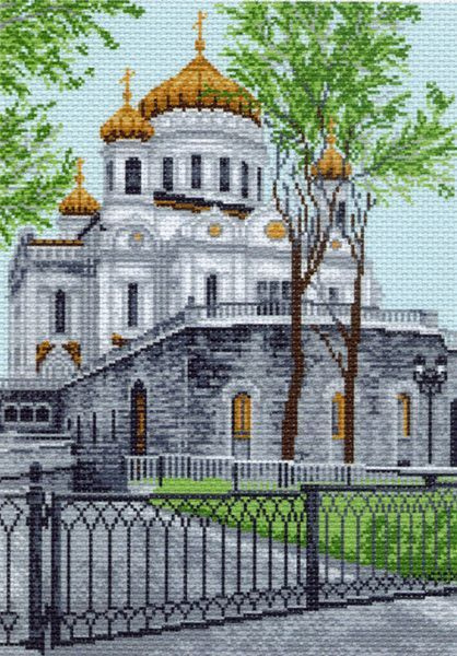 Канва с нанесенным рисунком Матренин Посад "Храм Христа Спасителя", для вышивания крестом, 27х39 см  #1