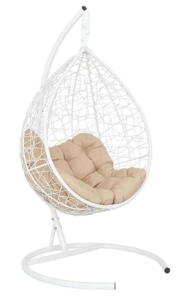 Подвесное кресло-кокон SEVILLA RELAX белый + каркас (бежевая подушка)  #1