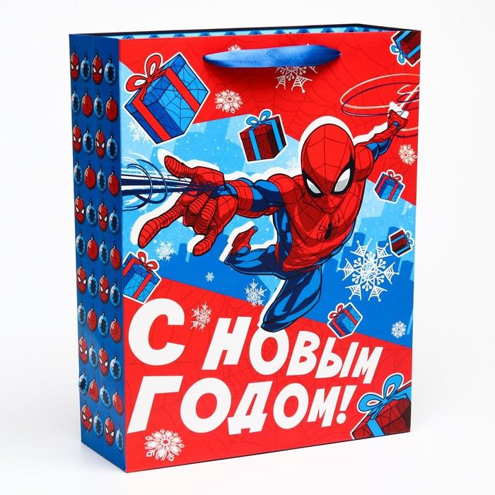 Подарочный пакет Marvel ламинат вертикальный "С новым годом! Человек-паук", 31х40х11,5 см  #1