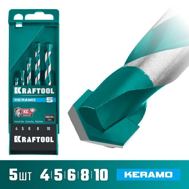 Набор сверл по керамограниту KRAFTOOL Keramo 5 шт, 4-5-6-8-10 мм 29175-H5  #1