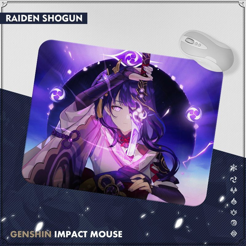 Райден Genshin Impact (Геншин Импакт) Коврик для мыши компьютерный 20*25 см  #1