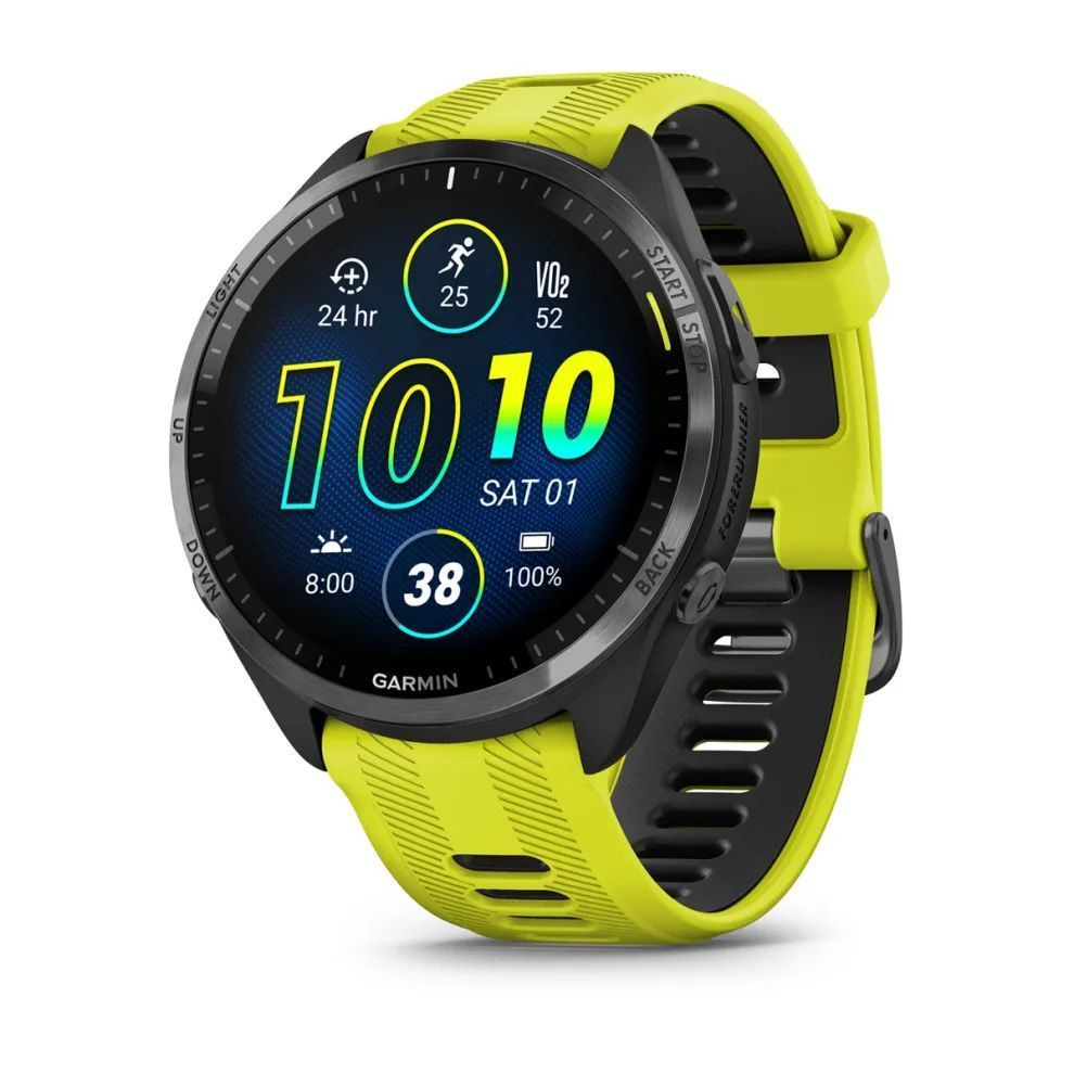 Garmin Умные часы FORERUNNER 965 черные, темно-серый DLC титановый безель, с желто-черным ремешком, 010-02809-12, #1