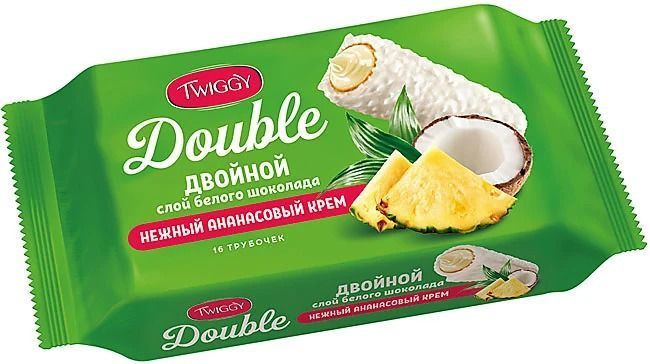 Twiggy, трубочки вафельные Double с ананасовым кремом, 185 г #1