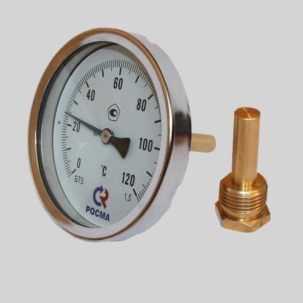 Термометр биметаллический БТ-51.211 (0-160С) L 46 с гильзой G1/2 (2 шт.)  #1
