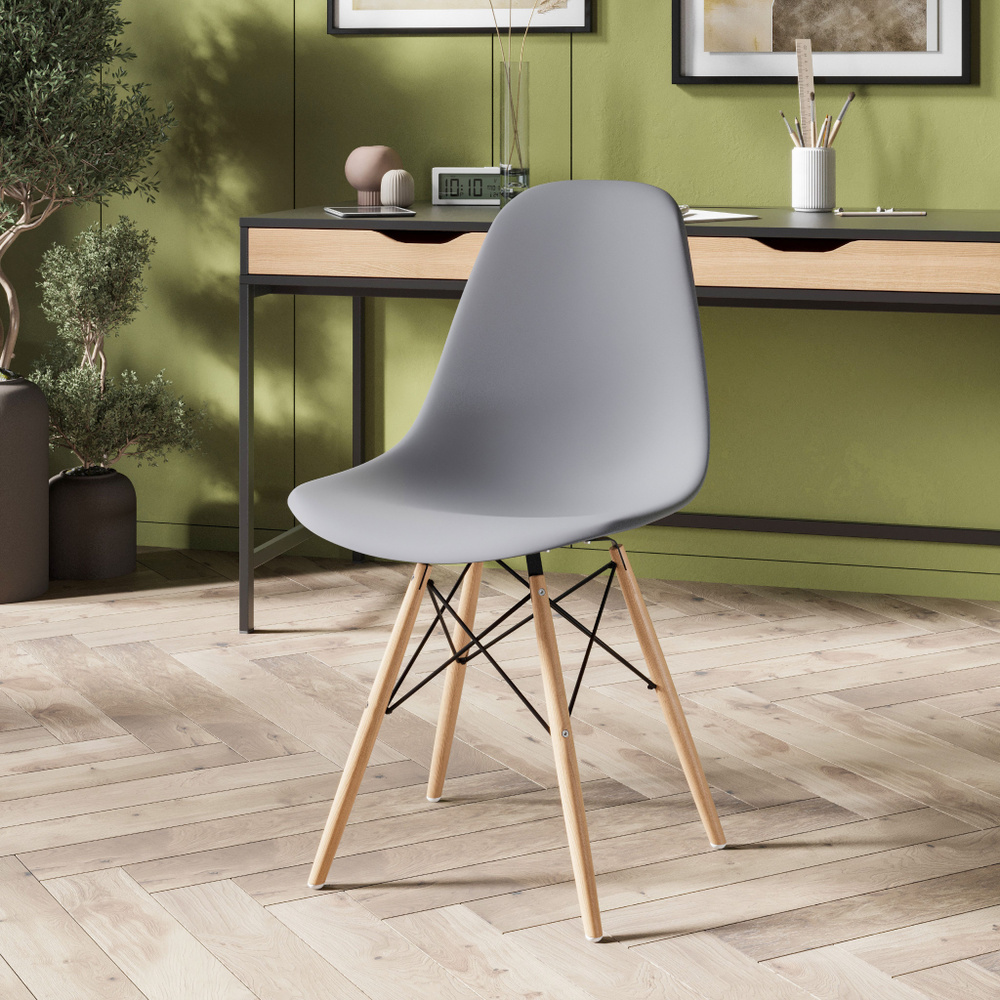 Стул для кухни, гостиной, столовой со спинкой EAMES DSW, мебель для дачи и офиса, 1 шт  #1