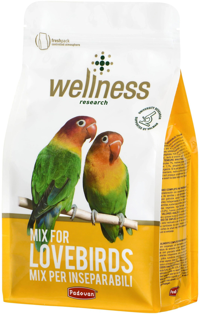 Полнорационный корм Padovan Wellness Mix for lovebirds для неразлучников и других средних попугаев 850гр #1