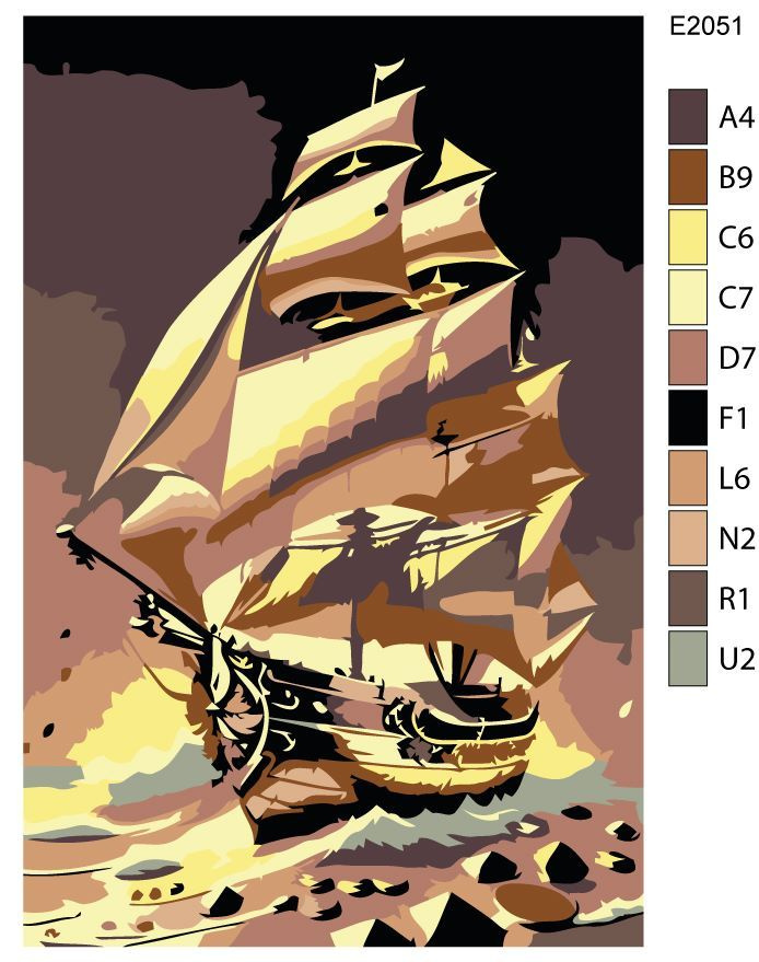 Детская картина по номерам E2051 "Корабль - покоритель волн" 20x30  #1