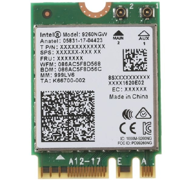 Сетевой адаптер Intel Wireless-AC 9260, 2230, 2x2 AC+BT, Gigabit, No vPro,999LV6 (9260.NGWGIE.NV), внутренний #1