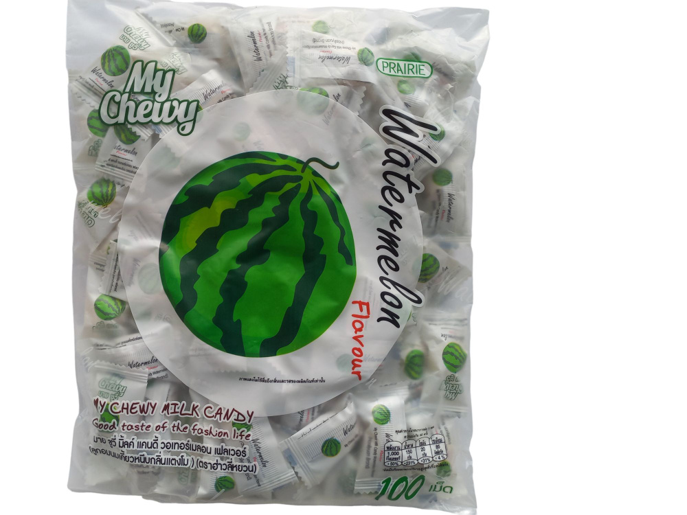 Жевательные молочные конфеты из Тайланда со вкусом Арбуза / Тайские сладости My Chewy Milk Candy Watermelon #1