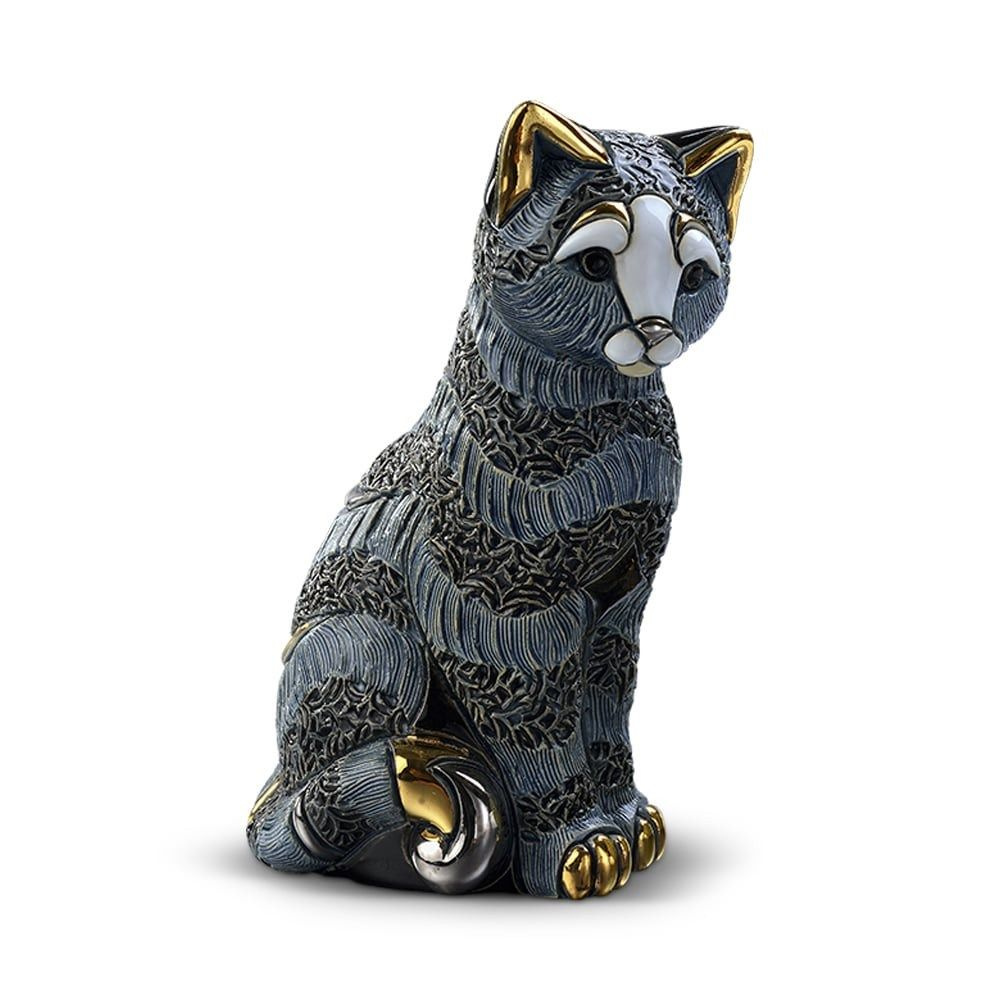 Статуэтка керамическая Полосатая кошка, высота 13 см, 6 х 8 см  #1