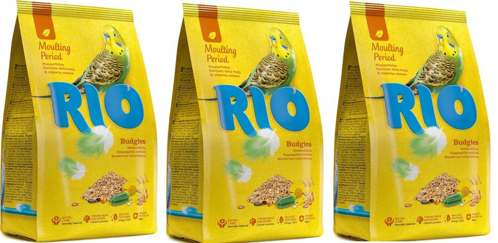 Корм для волнистых попугайчиков "Rio", в период линьки, 500 г х 3 штуки  #1