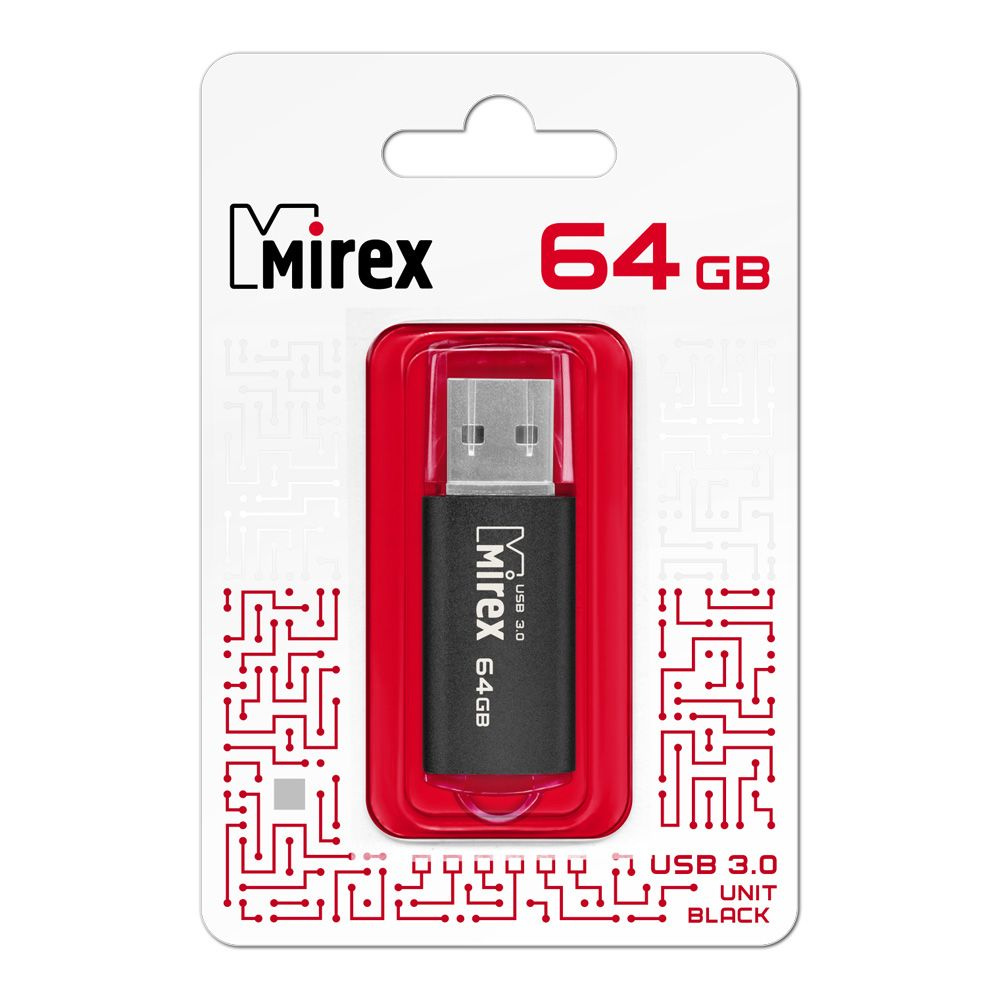 Флешка USB 3.0 Flash Drive MIREX UNIT BLACK 64GB #1