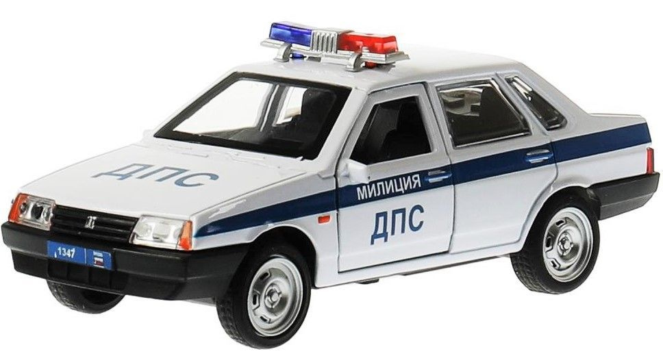 Машина металл LADA-21099 полиция 12 см без коробки белая #1
