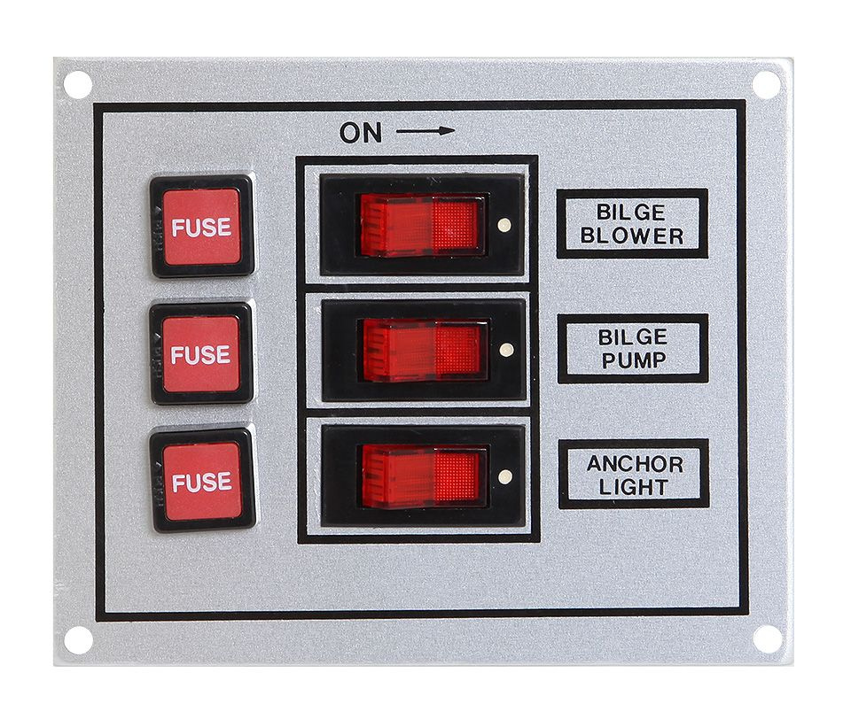 Панель выключателей для судна с предохранителями, 3 клавиши, белая (10235922)  #1