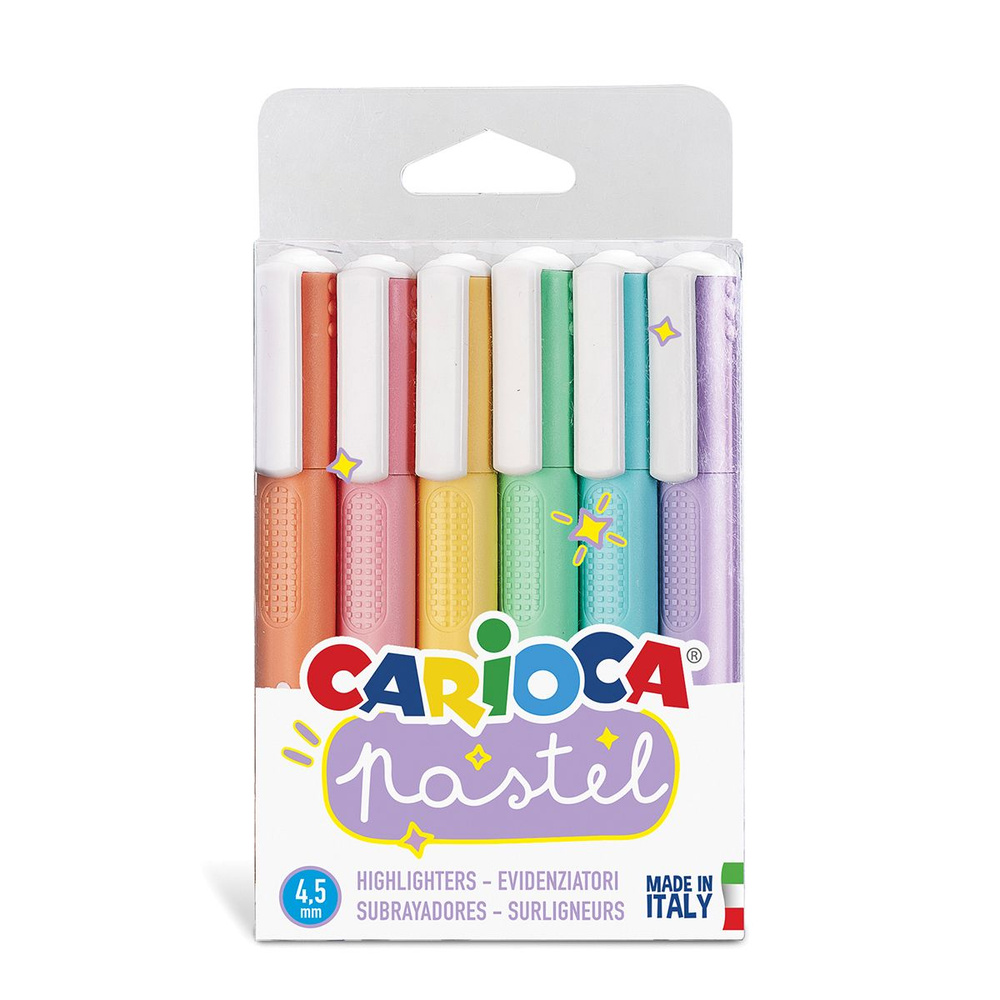 Набор текстовыделителей "Carioca" Pastel 2 мм, 6 цв. перо скошенное 43033  #1