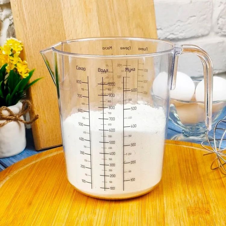 Мерный стакан из пластика, кухонная мерная емкость, мерная кружка, кувшин прозрачный, объем 1 литр  #1