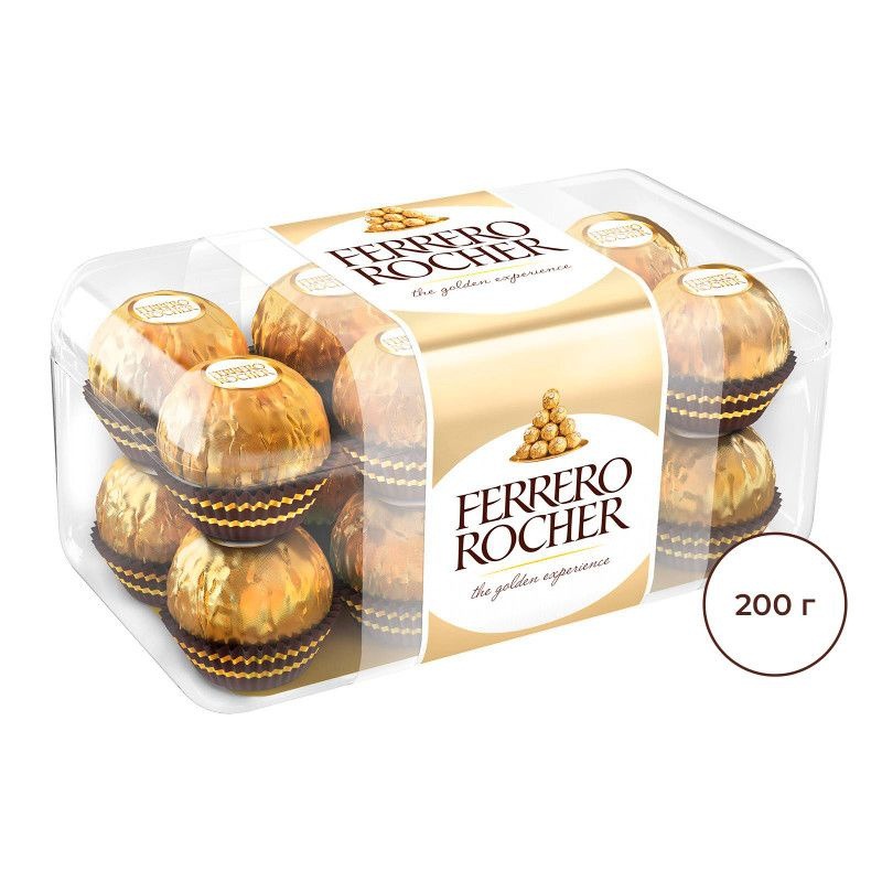 Конфеты Ferrero Rocher молочный шоколад и лесной орех, 200г #1