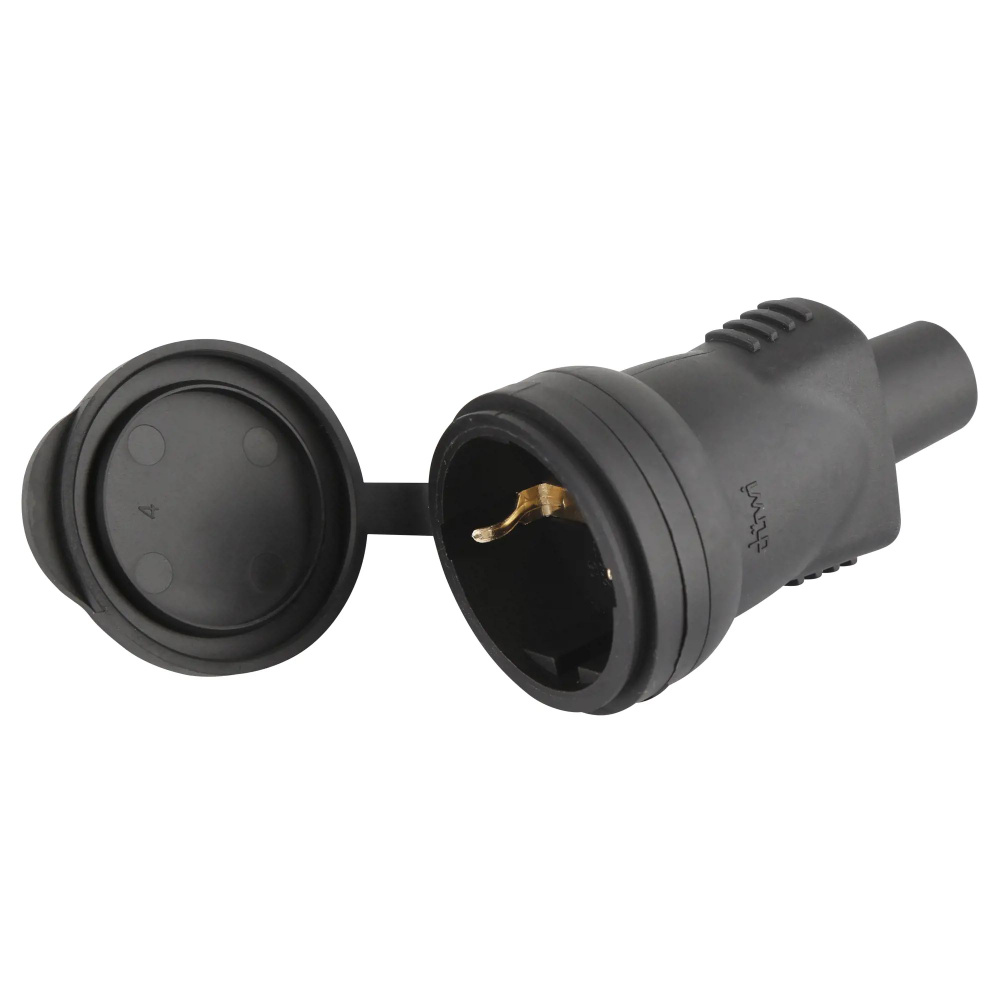 Розетка Влагостойкая с заземлением 230В, цвет черный - купить по низкой ...