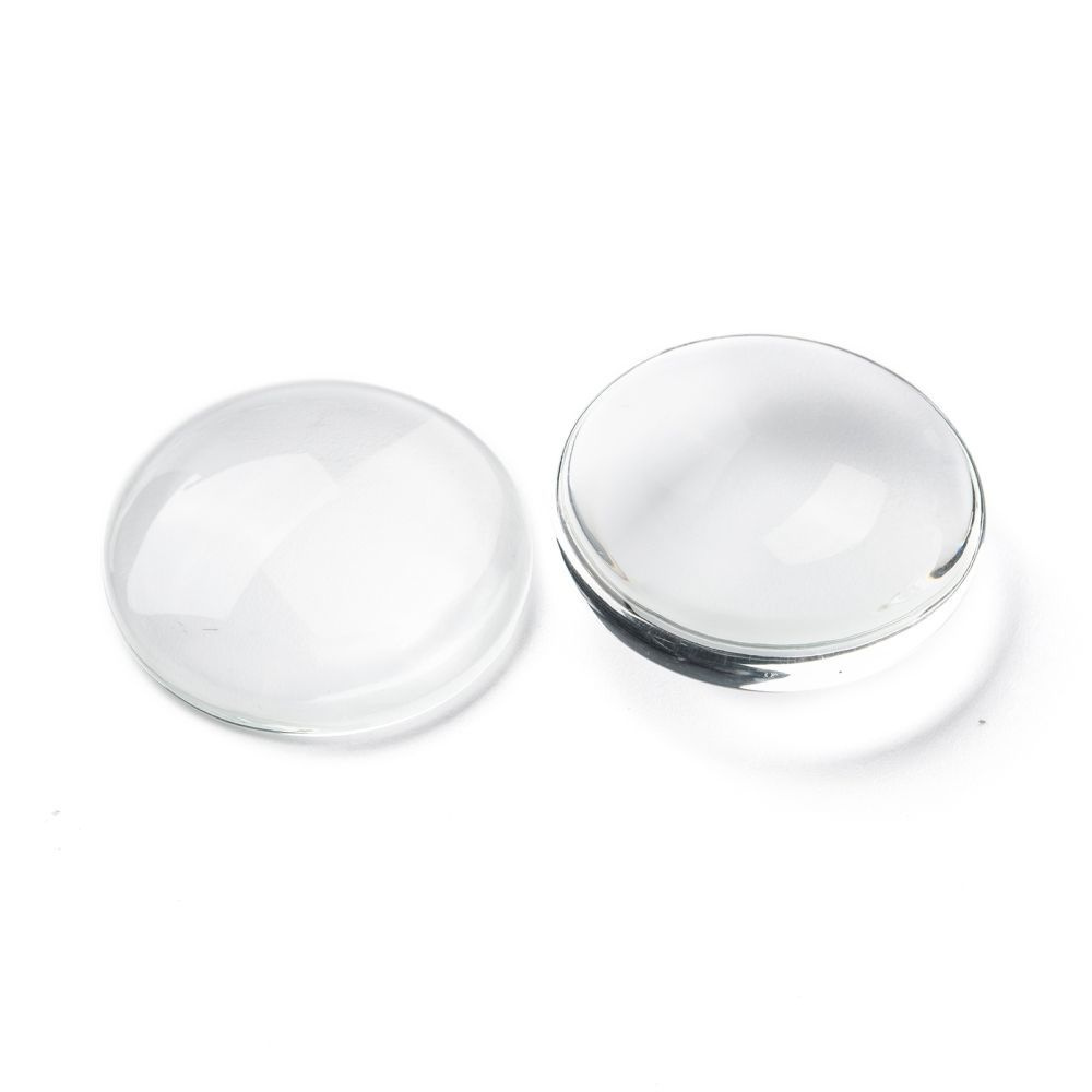 Кабошоны стеклянные круглые, 10 шт., прозрачный, 30х7 мм #1