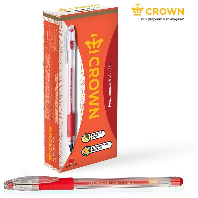Crown Набор ручек Гелевая, толщина линии: 0.5 мм, цвет: Красный, 12 шт.  #1