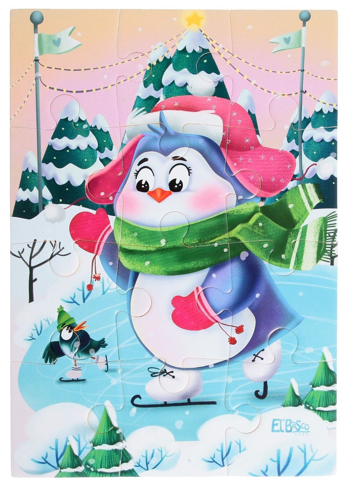 Развивающий мягкий пазл-головоломка А5 "Зима" для детей, игровой набор из 12 деталей  #1