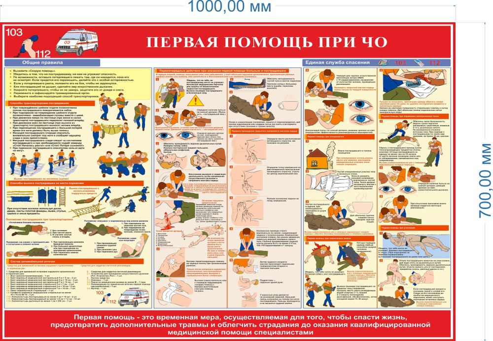 АСПЕКТРУМ Постер "Медицинская помощь при чрезвычайных обстоятельств", 100 см х 70 см  #1