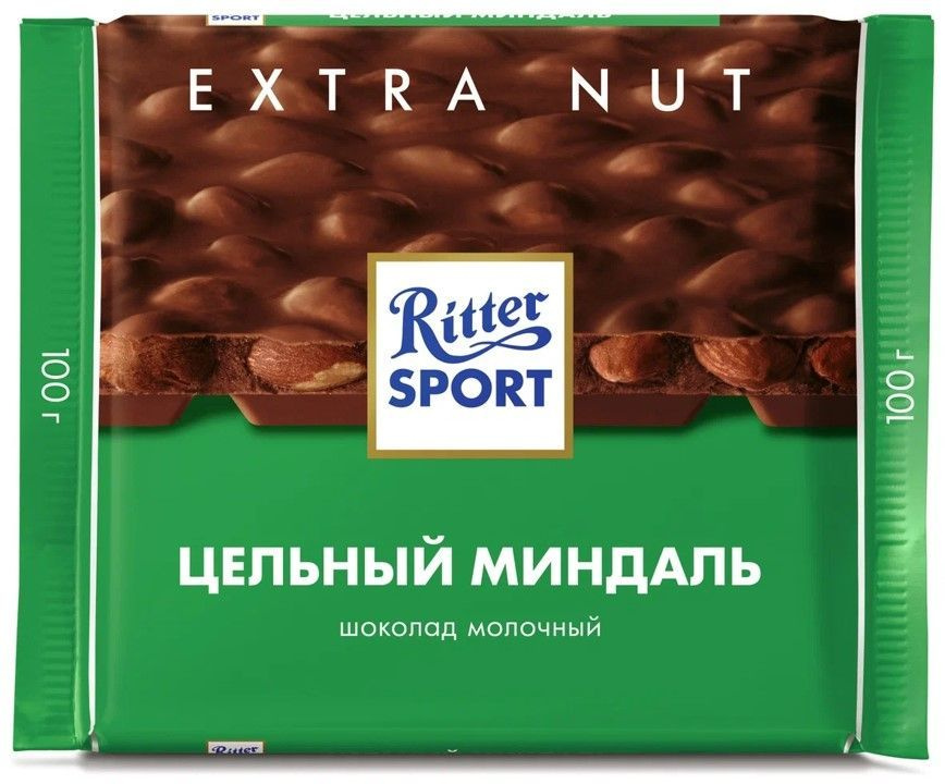 Шоколад молочный Ritter Sport с цельным миндалем, 100гр. x 11штук  #1